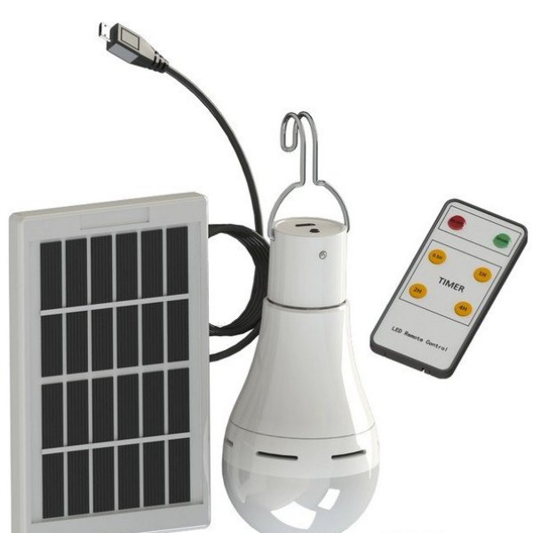 Akumulátorová LED Solární lampička žárovka na ovládání