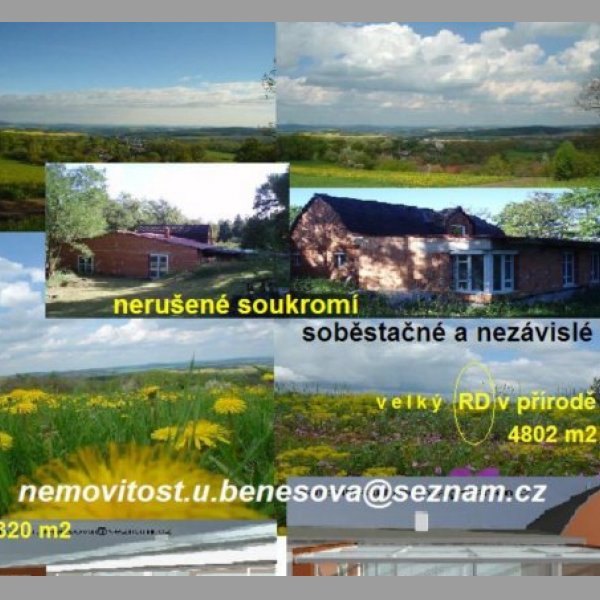 RD novostavba.Bydlení v přírodě 320m2,pozemek4802m2+bazén